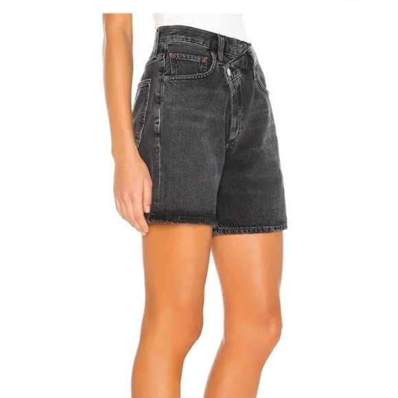 Agolde Criss Cross Upsized Denim Jean Shorts in Photogram Black - Picture 4 of 16